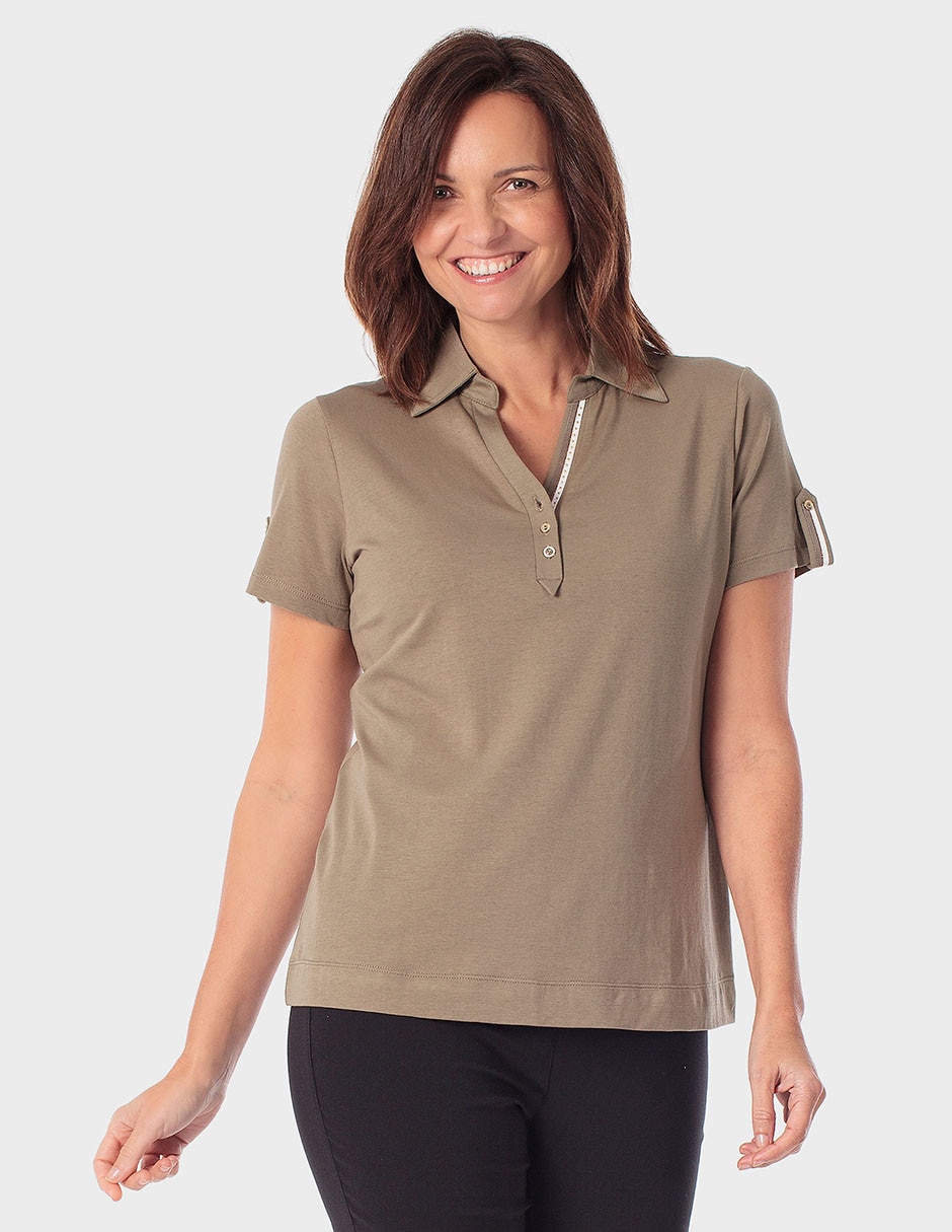 Playera manga corta cuello V para mujer