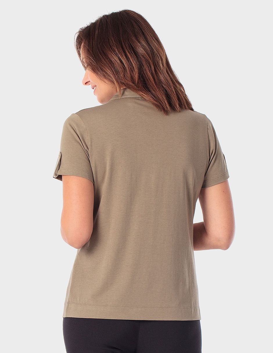 Playera manga corta cuello V para mujer 2