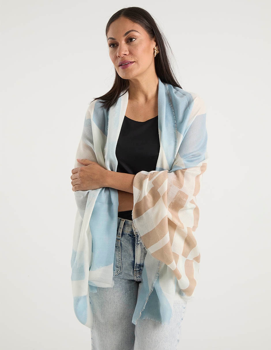 Pashmina con estampado bloques de color para mujer