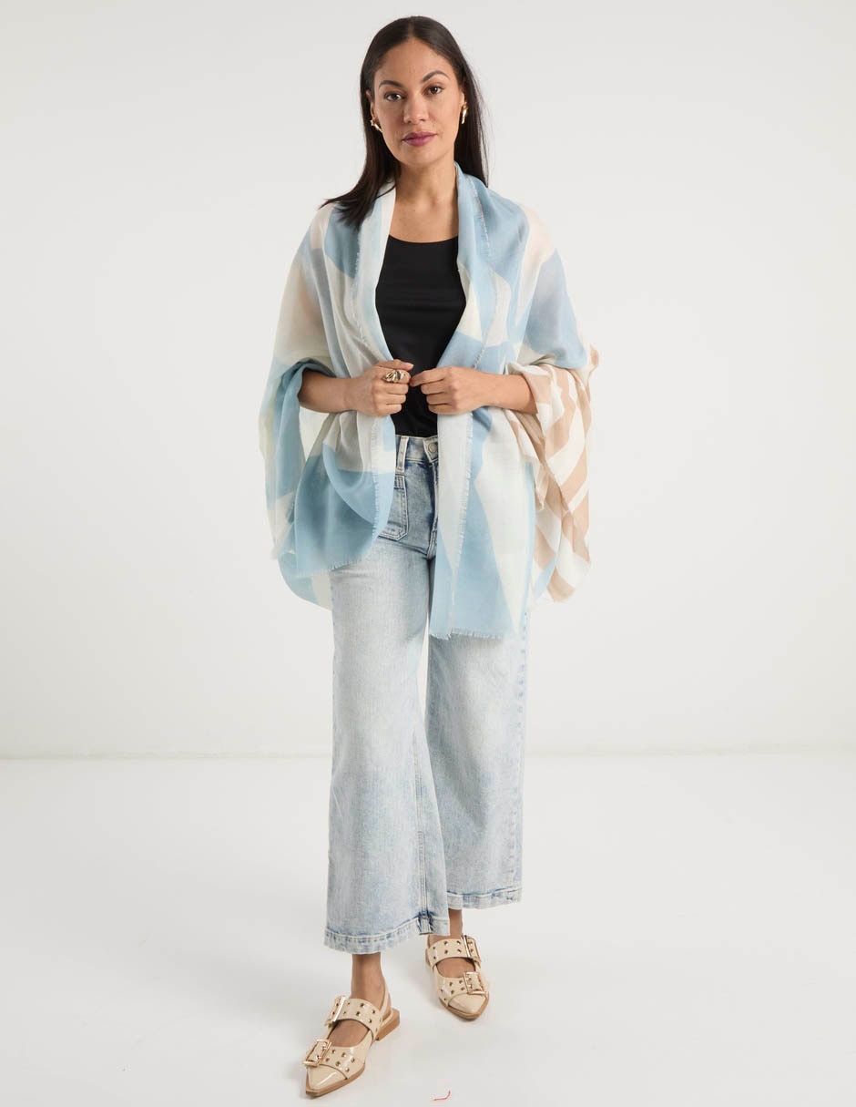Pashmina con estampado bloques de color para mujer 3