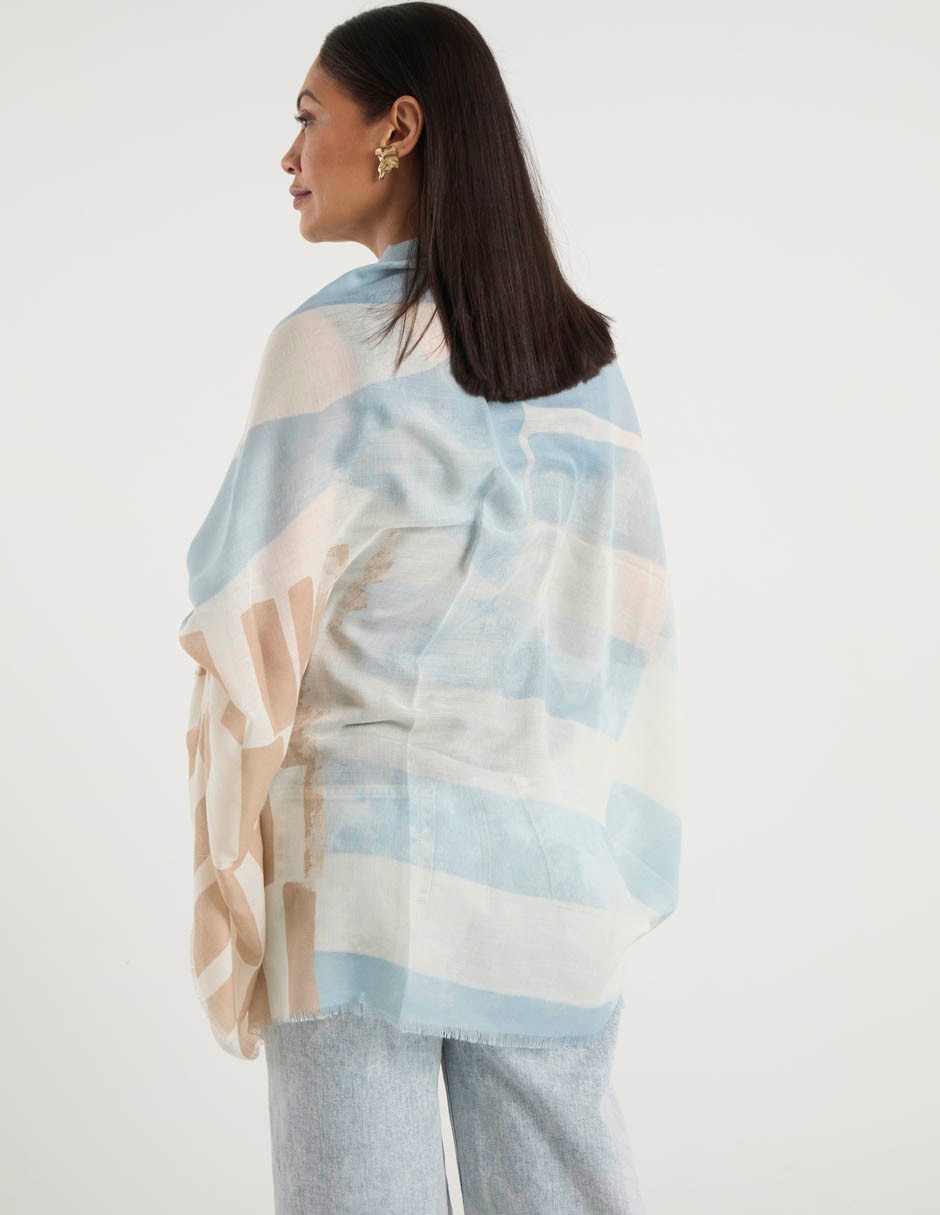 Pashmina con estampado bloques de color para mujer 6