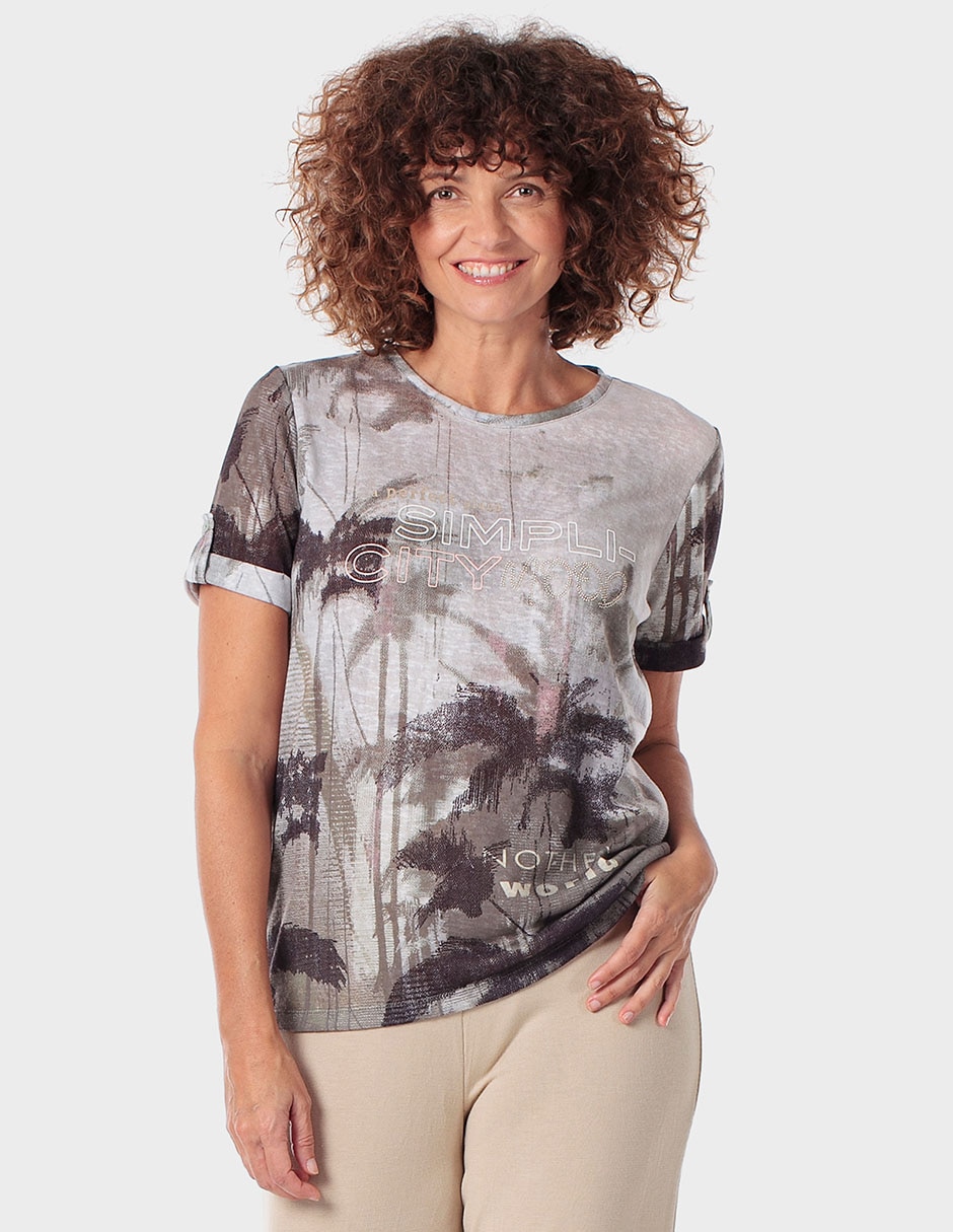 Playera manga corta cuello redondo para mujer