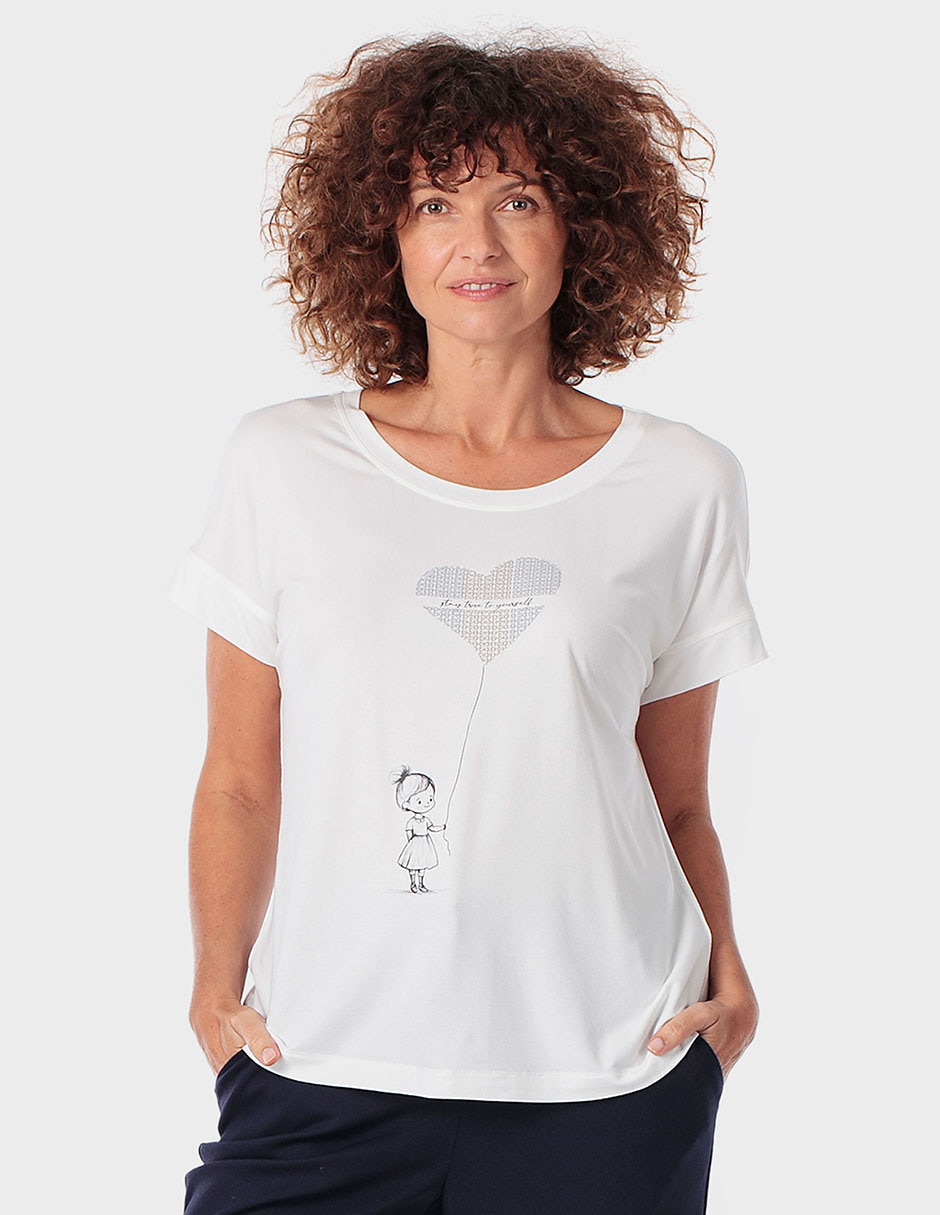 Playera manga corta cuello redondo para mujer
