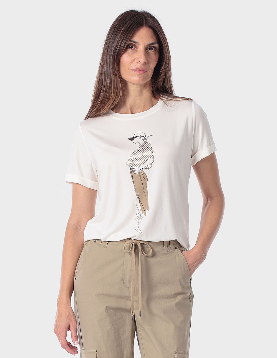 Playera manga corta cuello redondo para mujer