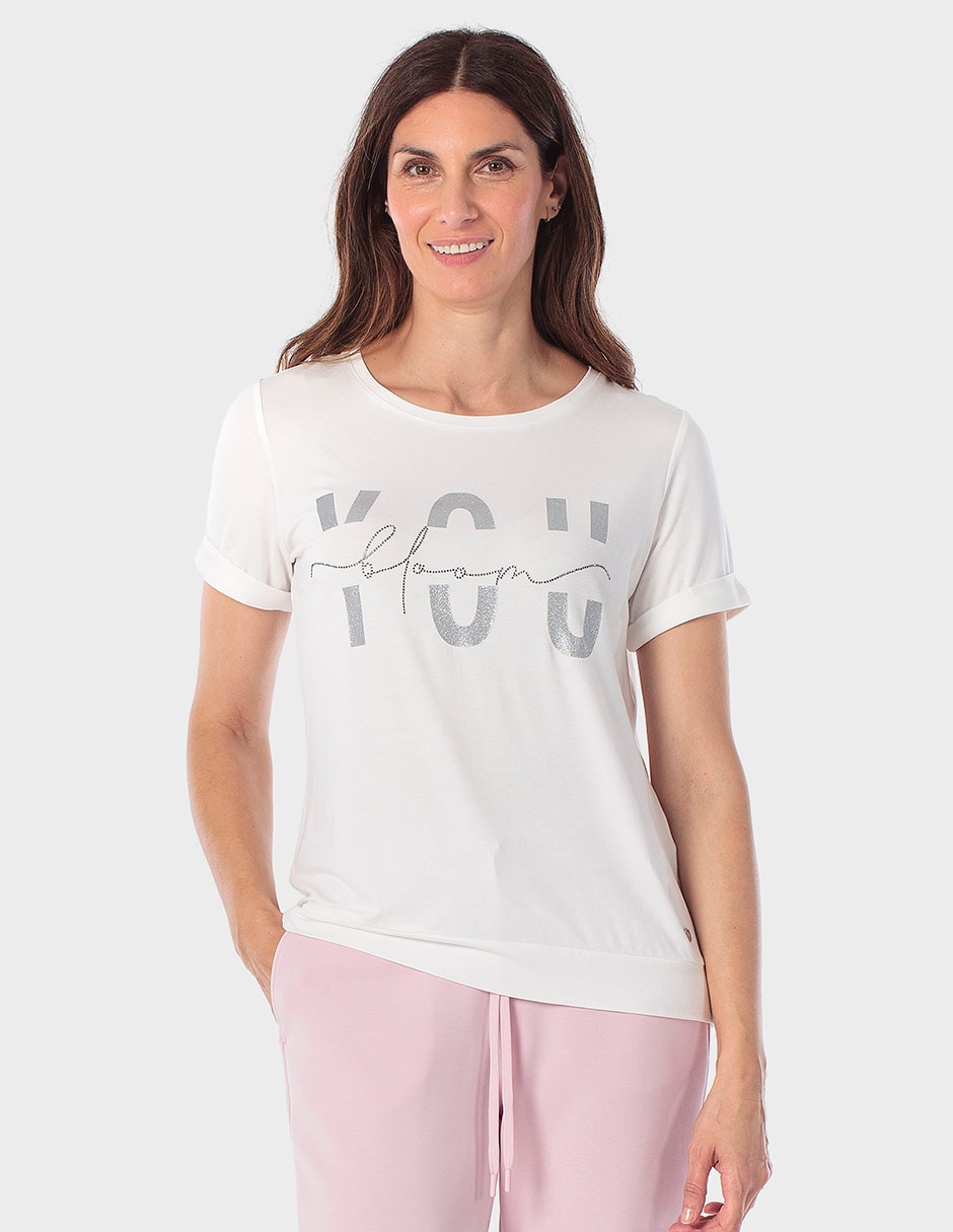 Playera manga corta cuello redondo para mujer