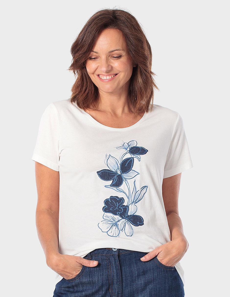 Playera manga corta cuello redondo para mujer