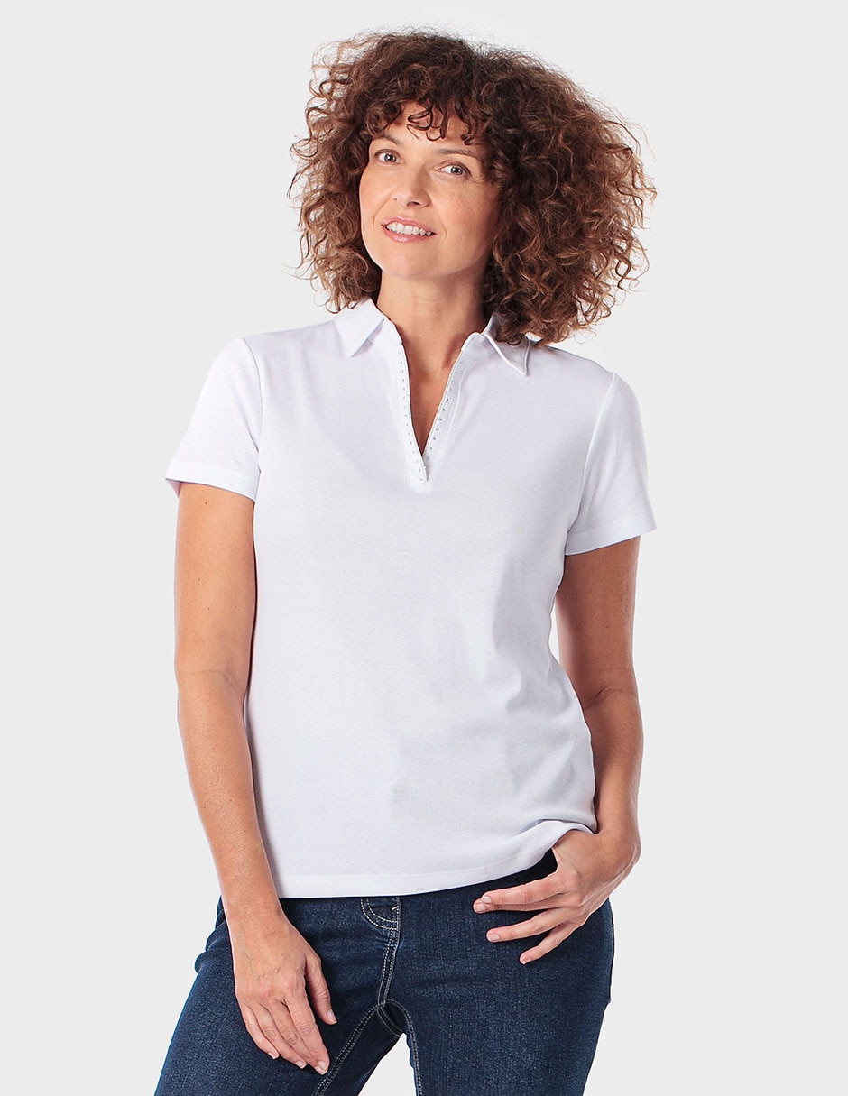 Playera manga corta cuello polo para mujer