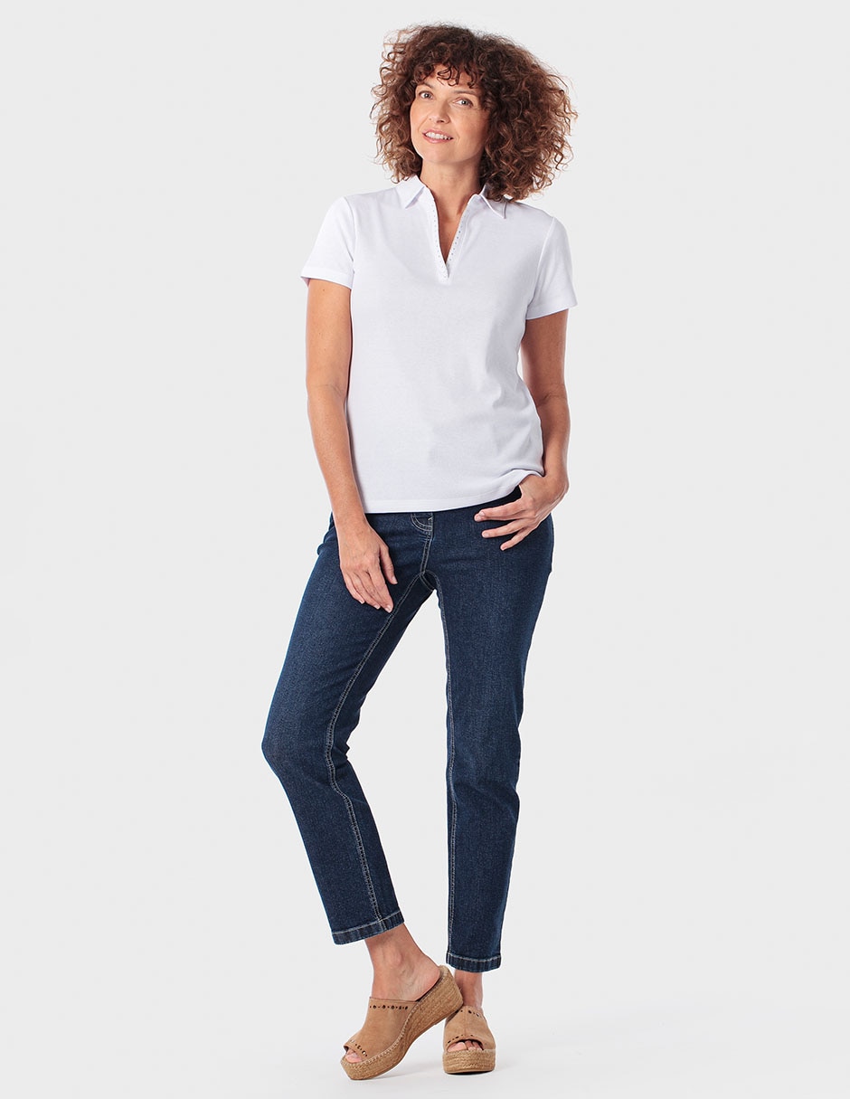 Playera manga corta cuello polo para mujer 3