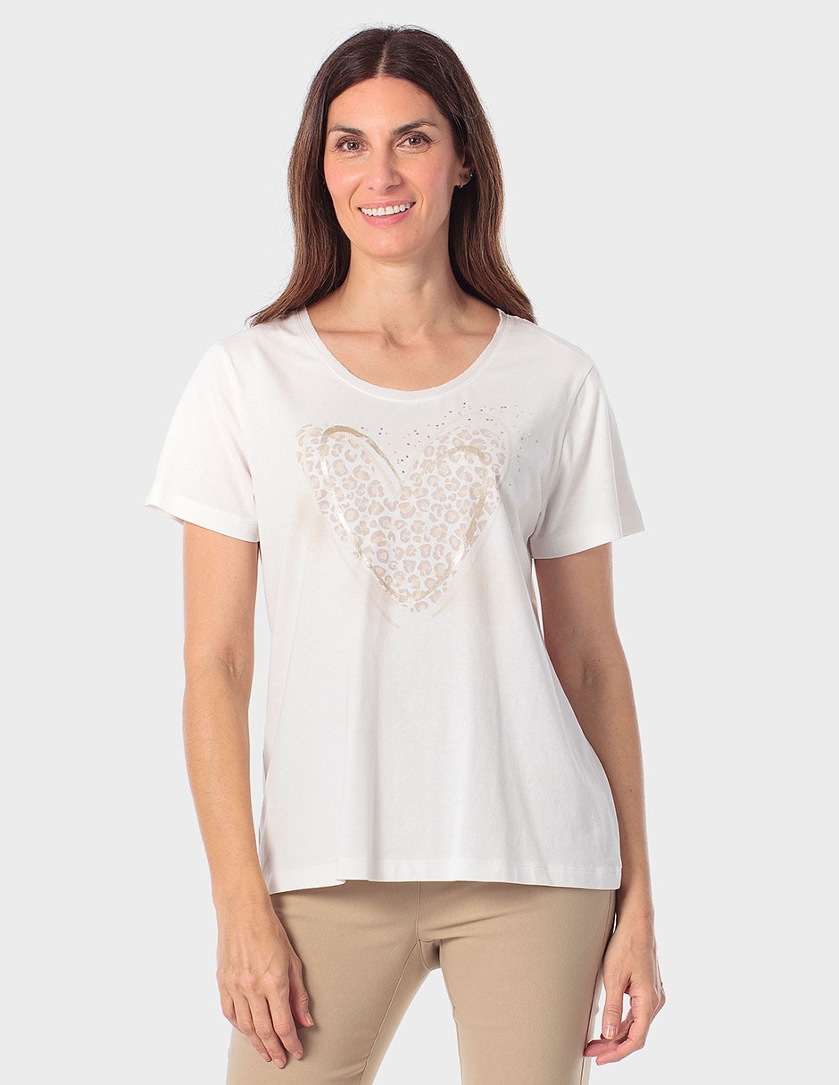 Playera manga corta cuello redondo para mujer Playera manga corta cuello redondo para mujer