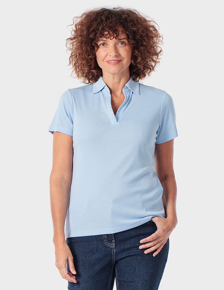 Playera manga corta cuello polo para mujer