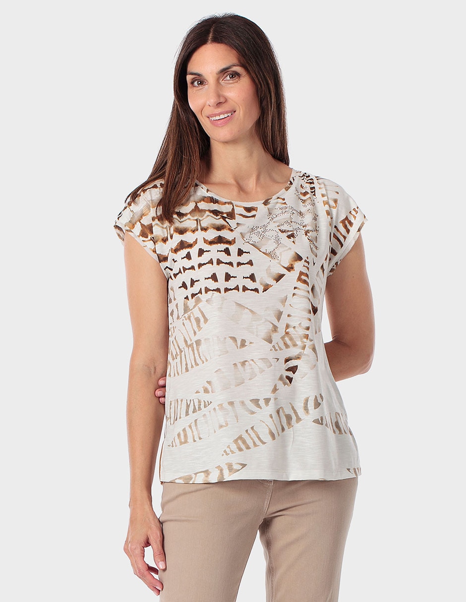Playera manga corta cuello redondo para mujer