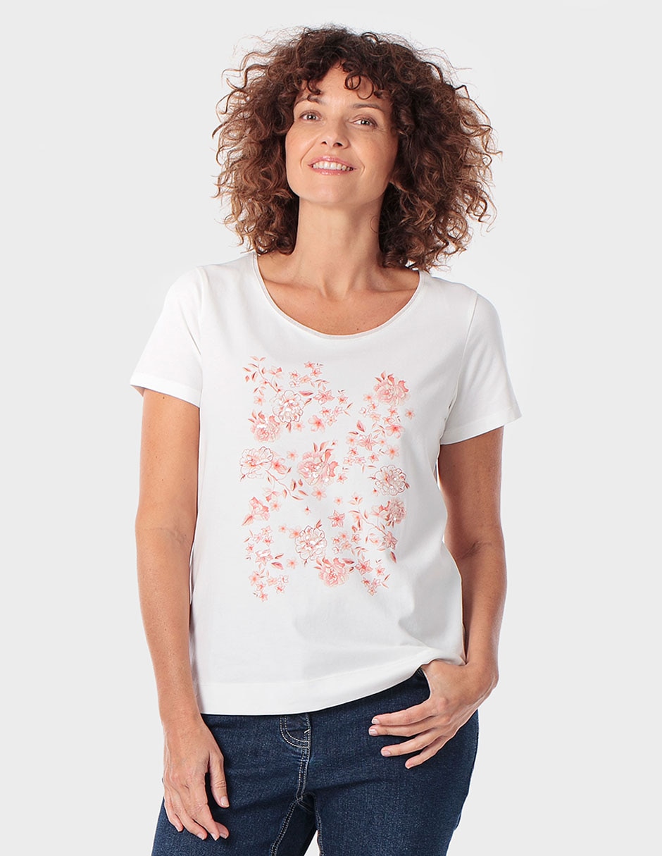 Playera manga corta cuello redondo para mujer