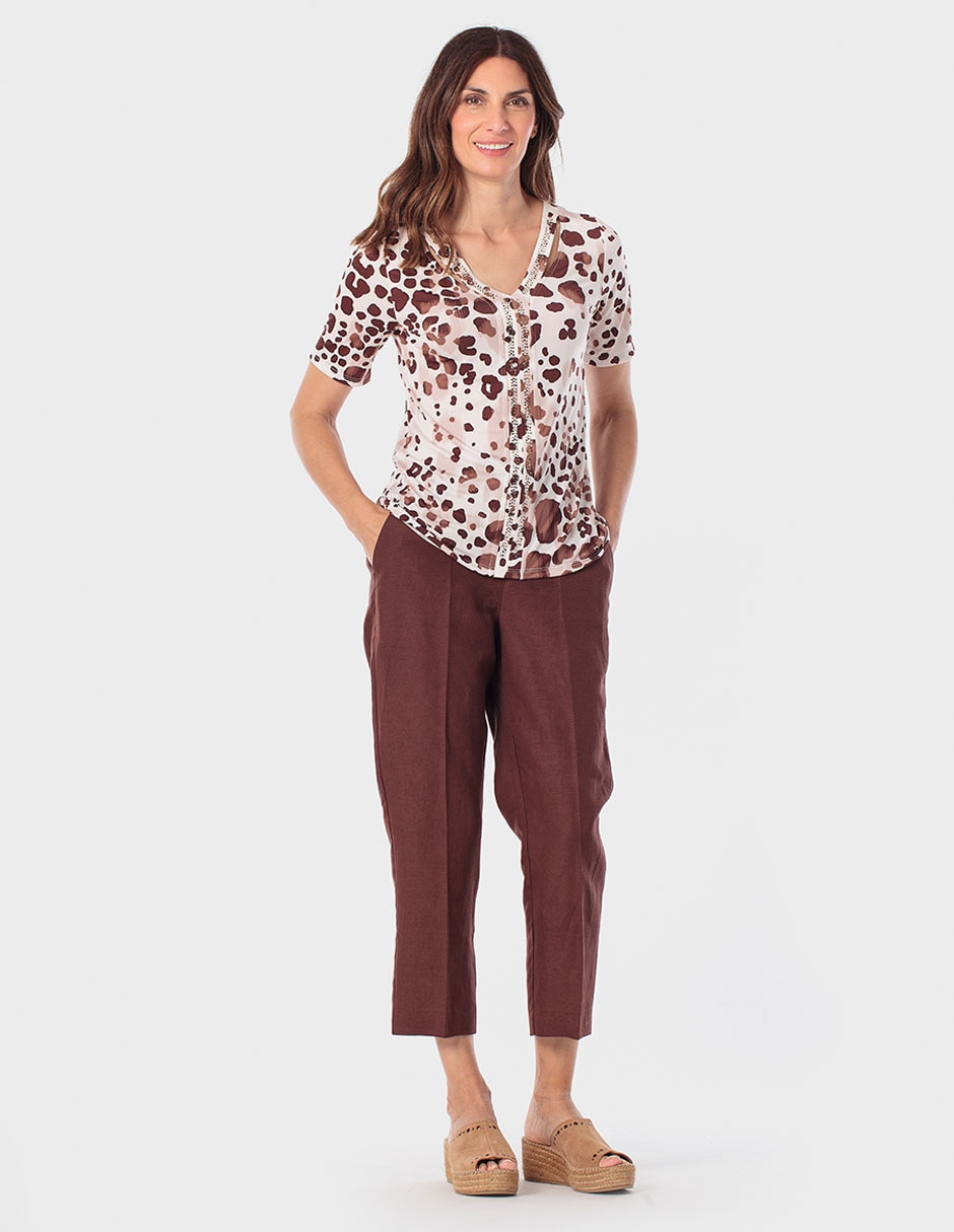 Blusa manga corta cuello V para mujer 3