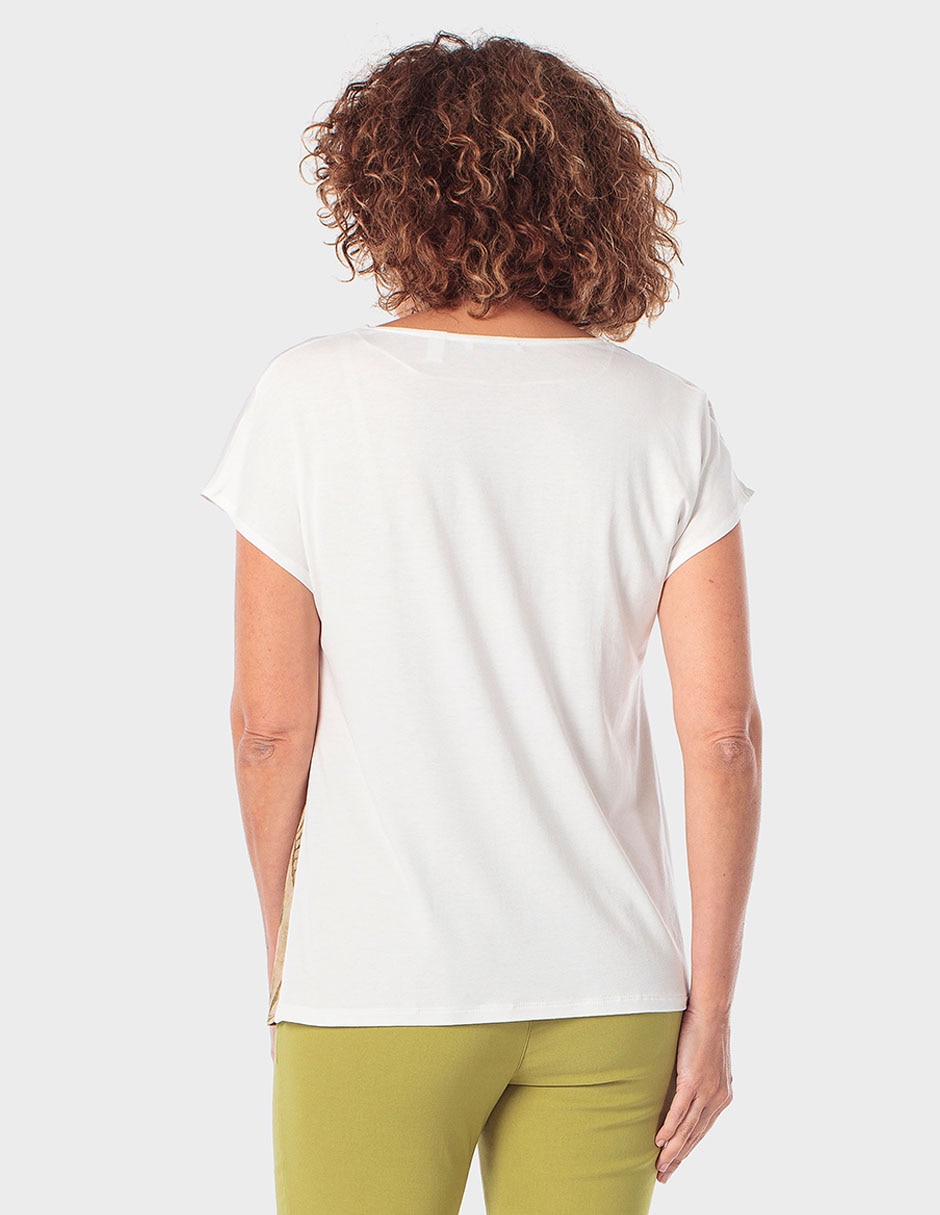 Blusa manga corta cuello V para mujer 2