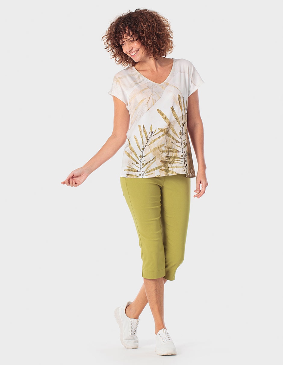 Blusa manga corta cuello V para mujer 3