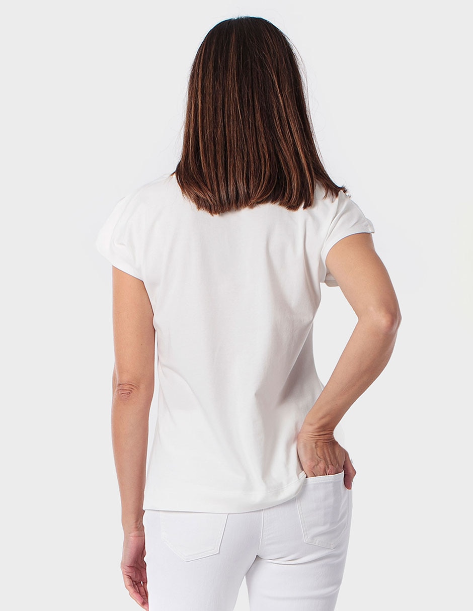 Blusa manga corta cuello redondo para mujer 2