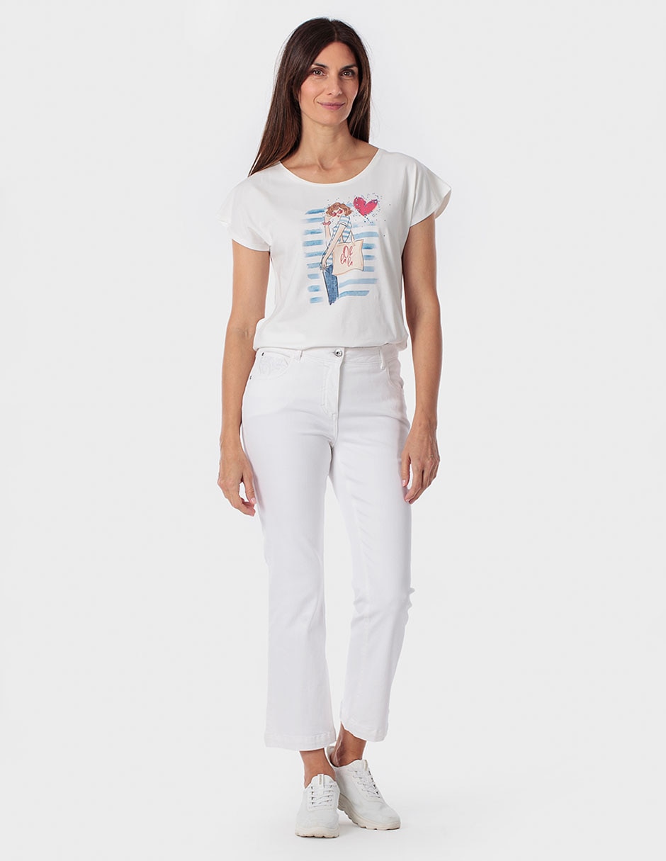 Blusa manga corta cuello redondo para mujer 3
