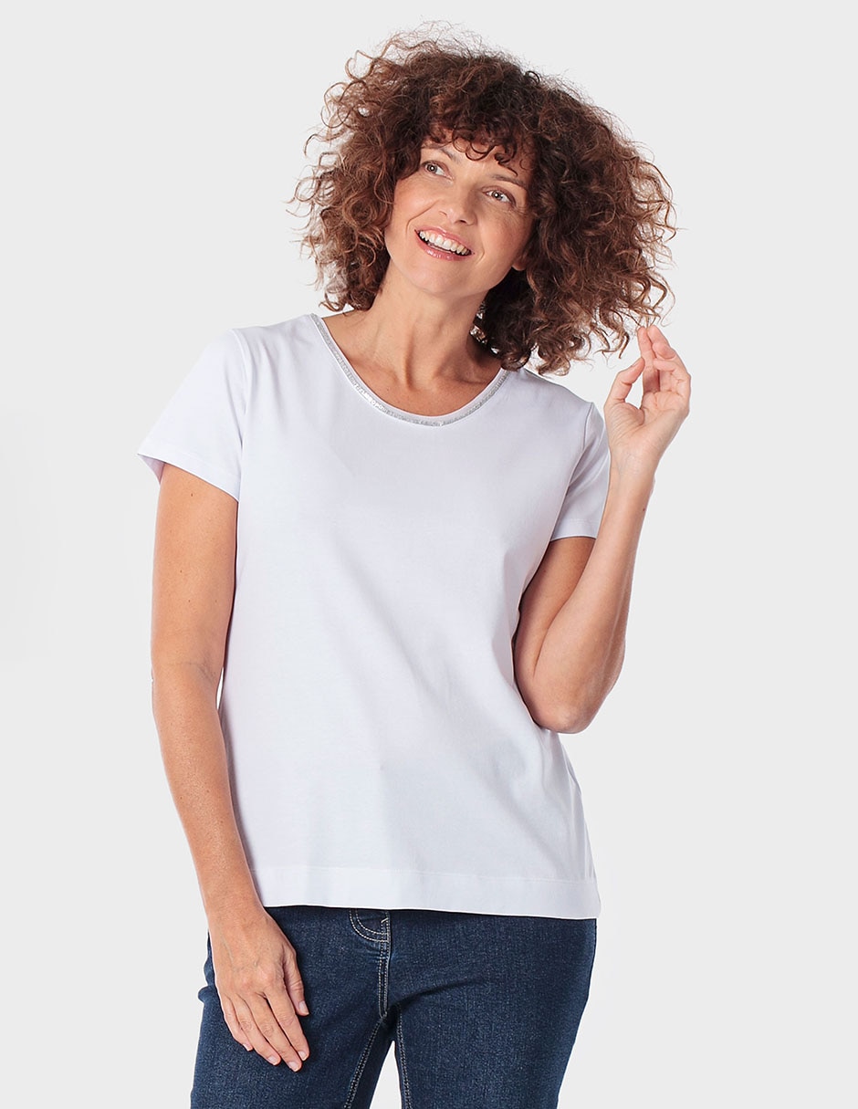 Playera manga corta cuello redondo para mujer