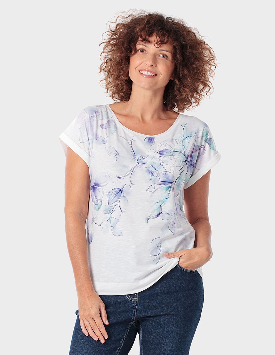 Playera manga corta cuello redondo para mujer