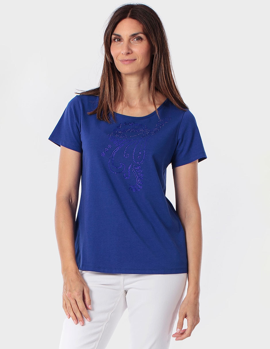Playera manga corta cuello redondo para mujer