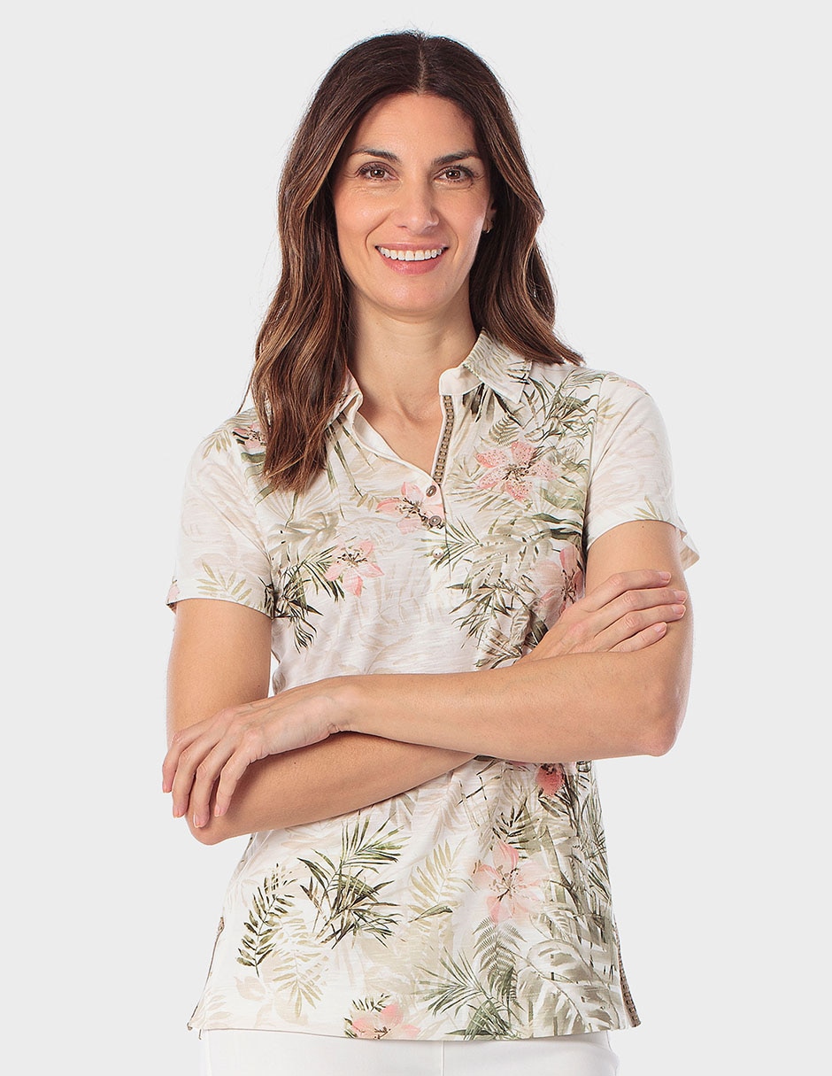 Playera manga corta cuello V para mujer