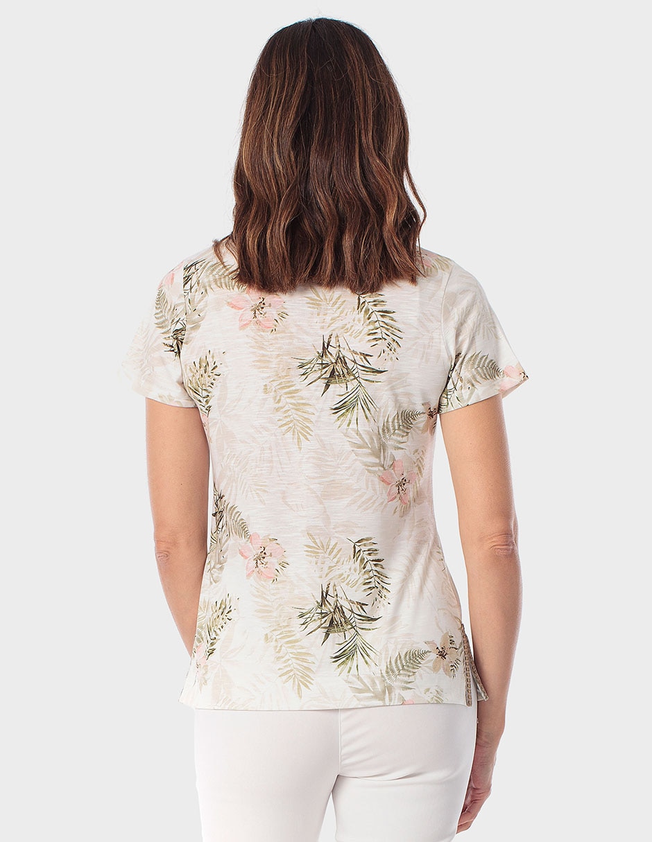 Playera manga corta cuello V para mujer 2
