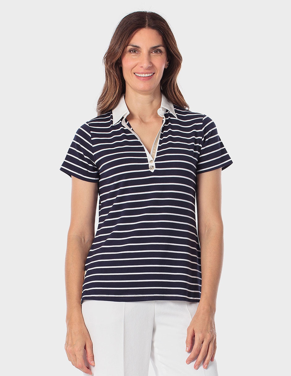 Playera manga corta cuello V para mujer