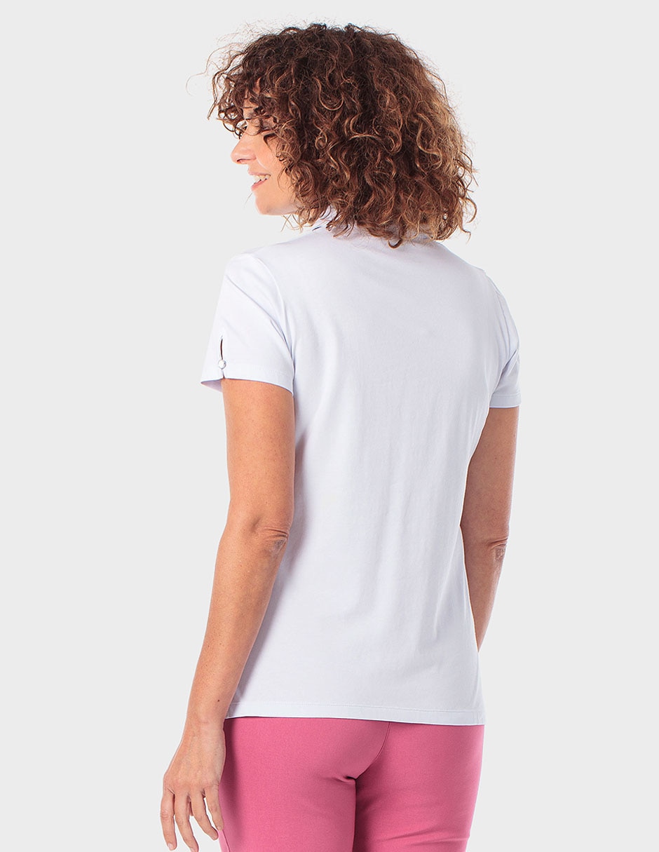 Playera manga corta cuello V para mujer 4