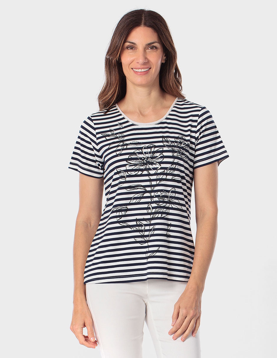Playera manga corta cuello redondo para mujer