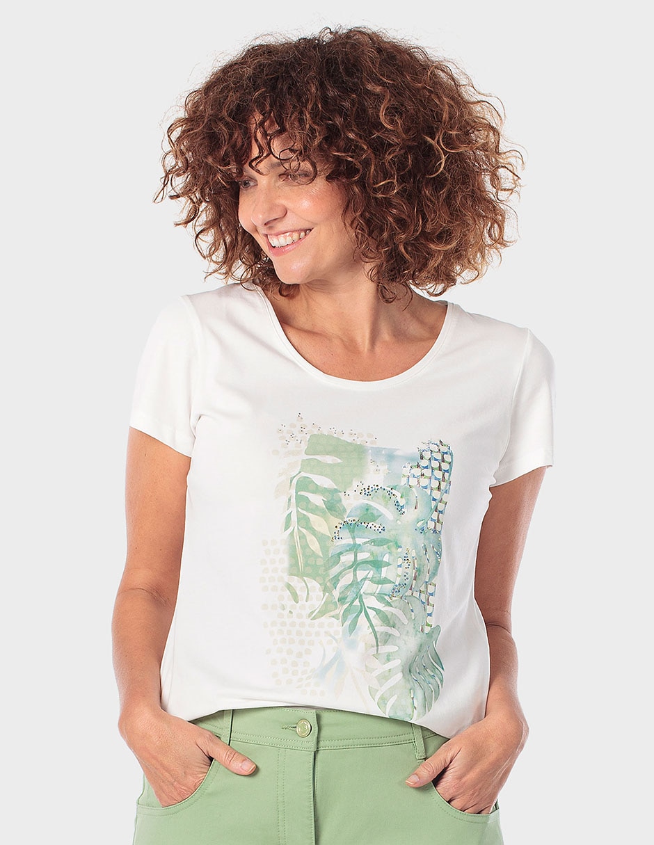 Playera manga corta cuello redondo para mujer Playera manga corta cuello redondo para mujer